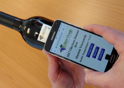 A FleX-NFC tag mounted to a wine bottle